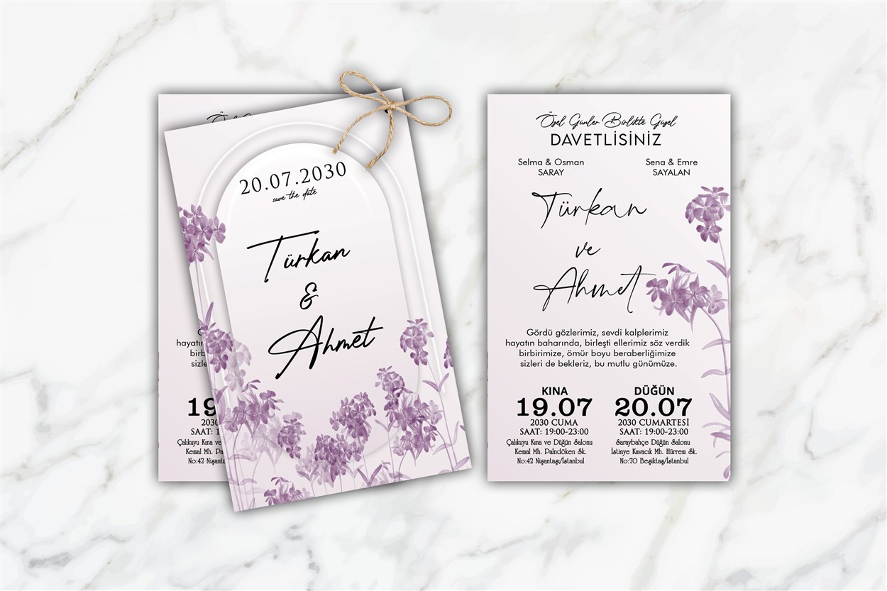 İkili Davetiye – 1007 Çiftli Davetiyeler Davetiyemix